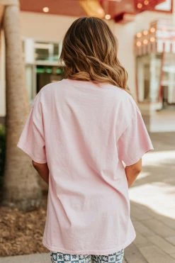 Sweet Claire THE MALIBU GRAPHIC TEE IN LIGHT PINK TOPS