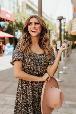 Mikarose THE BELEN TIERED FLORAL DRESS IN BLACK DRESSES