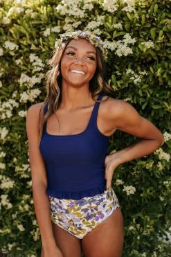 PINK DESERT VINTAGE HIGH WAIST SWIM BOTTOM IN WILD LAVENDER