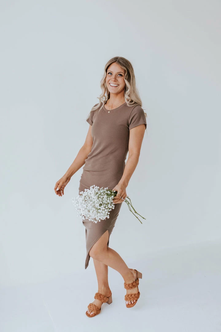 Wishlist THE CHANEL RIBBED RUCHED DRESS IN CHOCOLATE 2 Wishlist THE CHANEL RIBBED RUCHED DRESS IN CHOCOLATE