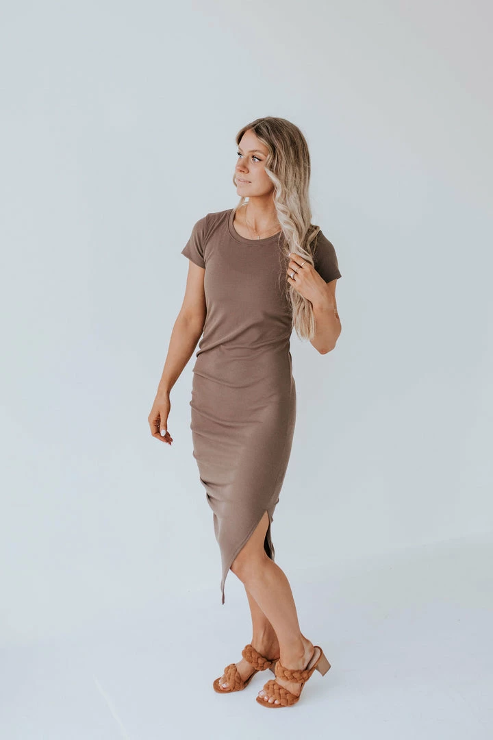 Wishlist THE CHANEL RIBBED RUCHED DRESS IN CHOCOLATE 4 Wishlist THE CHANEL RIBBED RUCHED DRESS IN CHOCOLATE