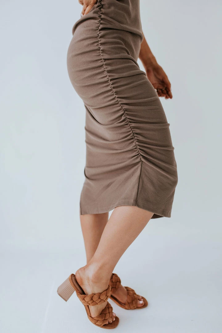 Wishlist THE CHANEL RIBBED RUCHED DRESS IN CHOCOLATE 5 Wishlist THE CHANEL RIBBED RUCHED DRESS IN CHOCOLATE