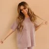 Mono B TOPS THE DREAM ON WAFFLE TOP IN DUSTY LAVENDER