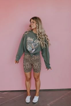 ANWND THE SPOTTED RIBBED BIKER SHORTS IN LEOPARD BOTTOMS