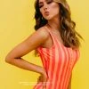 BUTTON FRONT ONE PIECE IN SORBET STRIPE BY PINK DESERT SWIM
