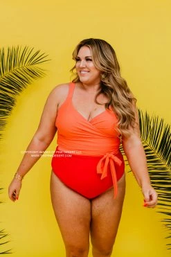 SARAH WRAP ONE PIECE IN SORBET COLORBLOCK BY PINK DESERT SWIM