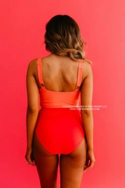 SARAH WRAP ONE PIECE IN SORBET COLORBLOCK BY PINK DESERT SWIM