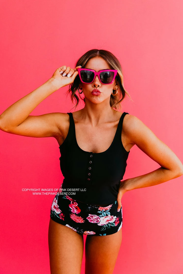 BUTTON FRONT MIDKINI SWIM TOP IN BLACK BY PINK DESERT 1 BUTTON FRONT MIDKINI SWIM TOP IN BLACK BY PINK DESERT