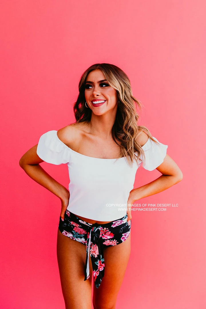 HIGH WAIST TIE FRONT SWIM BOTTOMS IN LE FLEUR BY PINK DESERT 2 HIGH WAIST TIE FRONT SWIM BOTTOMS IN LE FLEUR BY PINK DESERT