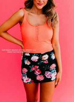 HIGH WAISTED SWIM SKIRT IN LE FLEUR BY PINK DESERT