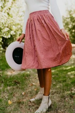 THE PINK DESERT PIPPIN POLKA DOT SKIRT IN MAUVE SKIRTS