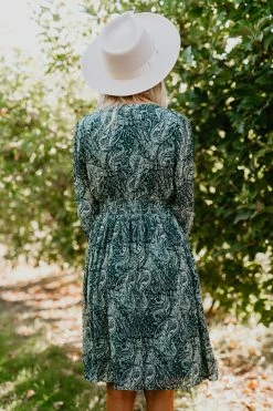 THE PINK DESERT PANDORA DRESS IN GREEN PAISLEY PD EXCLUSIVES