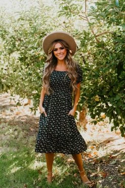 THE PINK DESERT MIDNIGHT GARDEN DRESS IN NAVY