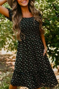 THE PINK DESERT MIDNIGHT GARDEN DRESS IN NAVY