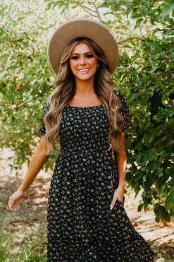 THE PINK DESERT MIDNIGHT GARDEN DRESS IN NAVY