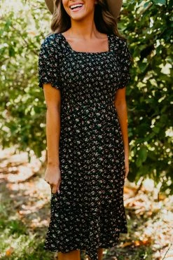 THE PINK DESERT MIDNIGHT GARDEN DRESS IN NAVY