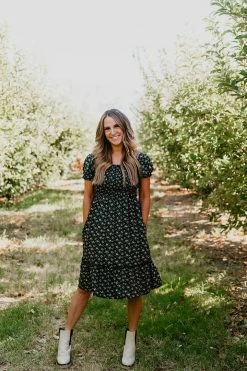 THE PINK DESERT MIDNIGHT GARDEN DRESS IN NAVY