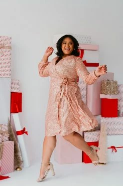 SASSY RED LIPSTICK X PINK DESERT ALL THAT GLITTERS WRAP DRESS IN ROSE GOLD SEQUIN 15 SASSY RED LIPSTICK X PINK DESERT ALL THAT GLITTERS WRAP DRESS IN ROSE GOLD SEQUIN