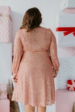 SASSY RED LIPSTICK X PINK DESERT ALL THAT GLITTERS WRAP DRESS IN ROSE GOLD SEQUIN 13 SASSY RED LIPSTICK X PINK DESERT ALL THAT GLITTERS WRAP DRESS IN ROSE GOLD SEQUIN