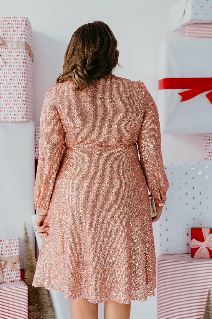 SASSY RED LIPSTICK X PINK DESERT ALL THAT GLITTERS WRAP DRESS IN ROSE GOLD SEQUIN 5 SASSY RED LIPSTICK X PINK DESERT ALL THAT GLITTERS WRAP DRESS IN ROSE GOLD SEQUIN