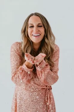 SASSY RED LIPSTICK X PINK DESERT ALL THAT GLITTERS WRAP DRESS IN ROSE GOLD SEQUIN 17 SASSY RED LIPSTICK X PINK DESERT ALL THAT GLITTERS WRAP DRESS IN ROSE GOLD SEQUIN