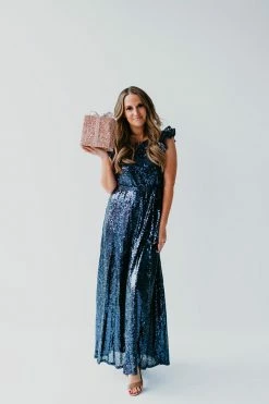 In Loom DRESSES THE SELENE SEQUIN DRESS IN NAVY