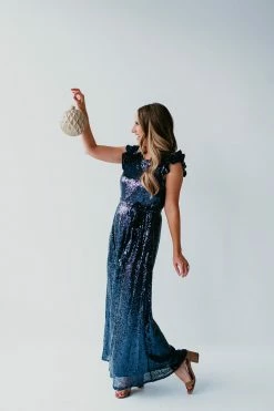 In Loom DRESSES THE SELENE SEQUIN DRESS IN NAVY