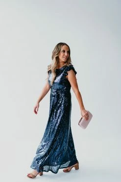 In Loom DRESSES THE SELENE SEQUIN DRESS IN NAVY