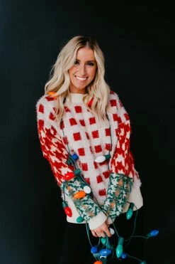 Ces Femme THE FILL THE STOCKINGS FUZZY SWEATER IN MULTICOLOR TOPS