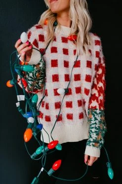 Ces Femme THE FILL THE STOCKINGS FUZZY SWEATER IN MULTICOLOR TOPS