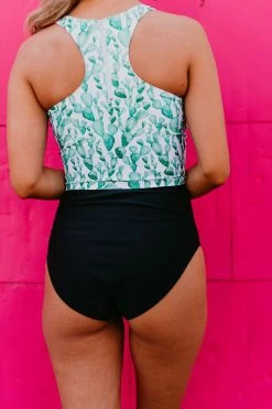 PINK DESERT VINTAGE HIGH WAIST SWIM BOTTOM IN BLACK