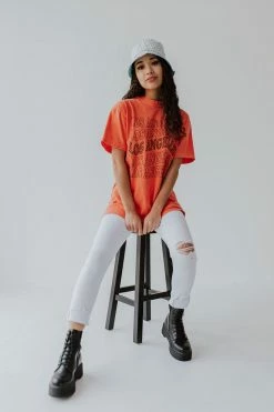 BLT TOPS THE LOS ANGELES GRAPHIC TEE IN RED ORANGE