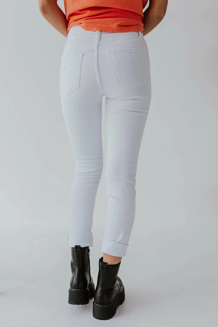 Vervet By Flying Monkey BOTTOMS THE VERVET HIGH RISE DISTRESSED SKINNY JEANS IN OPTIC WHITE 4 Vervet By Flying Monkey BOTTOMS THE VERVET HIGH RISE DISTRESSED SKINNY JEANS IN OPTIC WHITE