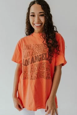BLT TOPS THE LOS ANGELES GRAPHIC TEE IN RED ORANGE