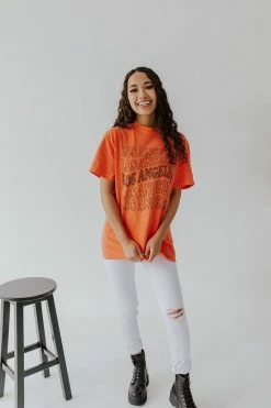 BLT TOPS THE LOS ANGELES GRAPHIC TEE IN RED ORANGE