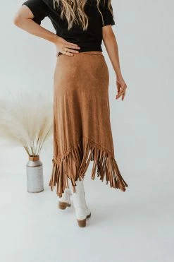 Blue Buttercup THE JESSIE FRINGED SKIRT IN CAMEL