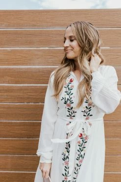 Polagram/Baevely THE JENNY EMBROIDERED MAXI DRESS IN WHITE DRESSES