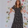 Fashion District LA DRESSES THE BRINLY FLORAL MIDI DRESS IN BLACK