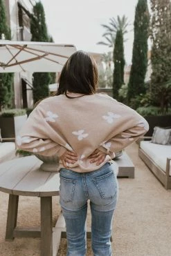 Le Lis TOPS THE BUTTERFLY V-NECK SWEATER IN TAUPE