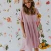 Cotton Bleu DRESSES THE MIA BABYDOLL DRESS IN MAUVE