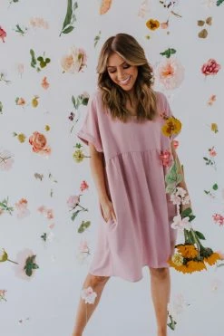 Cotton Bleu DRESSES THE MIA BABYDOLL DRESS IN MAUVE