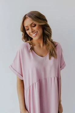 Cotton Bleu DRESSES THE MIA BABYDOLL DRESS IN MAUVE