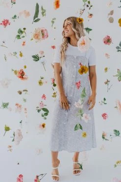 Solution Clothing DRESSES THE DEANNA FLORAL DRESS IN DUSTY BLUE