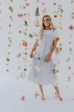 Solution Clothing DRESSES THE DEANNA FLORAL DRESS IN DUSTY BLUE