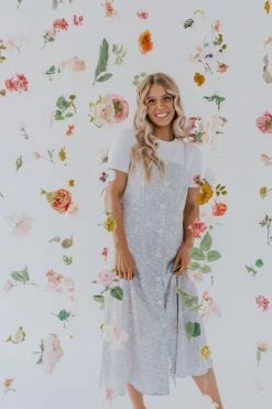 Solution Clothing DRESSES THE DEANNA FLORAL DRESS IN DUSTY BLUE