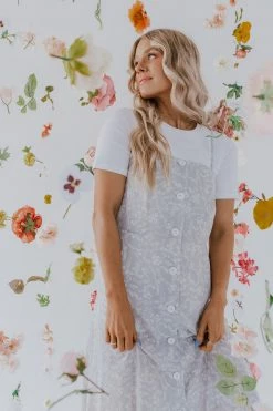 Solution Clothing DRESSES THE DEANNA FLORAL DRESS IN DUSTY BLUE