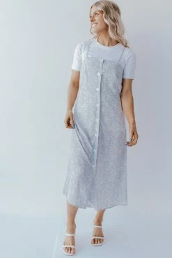Solution Clothing DRESSES THE DEANNA FLORAL DRESS IN DUSTY BLUE