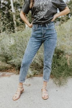 Cello Jeans THE JENNIFER HIGH RISE ACID WASH JEANS IN DARK ACID