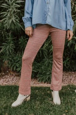 Polagram/Baevely BOTTOMS THE CHECKMATE CHECKERED PANTS IN RUST