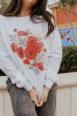 Pink Nabi THE COME ON DARLING FLORAL PULLOVER IN WHITE